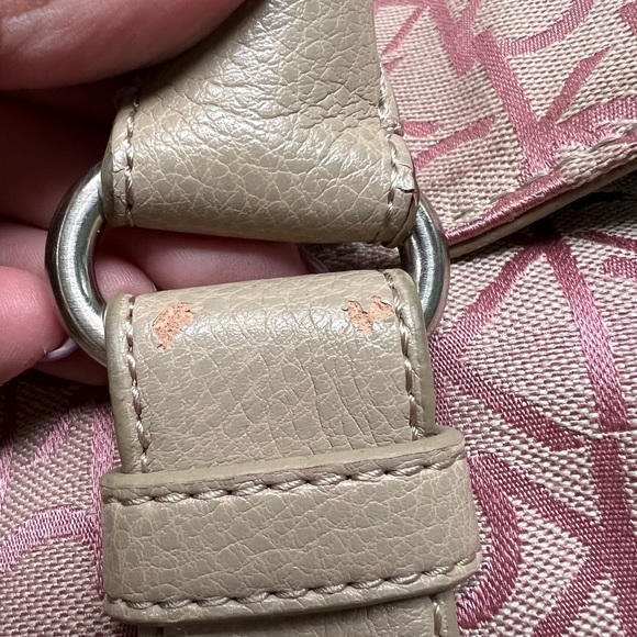 Calvin Klein vintage bag top handle satin pink and tan - Picture 5 of 12